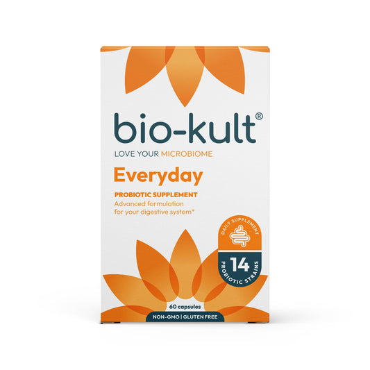 Bio-Kult Gut Health bottle front with 60 capsules for daily use