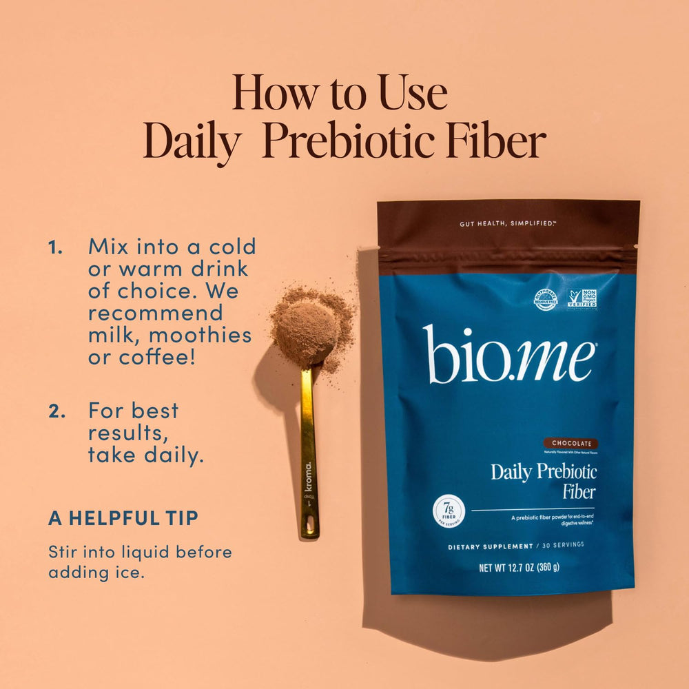 Packaging highlights gluten-free and vegan labels for Bio.me powder.
