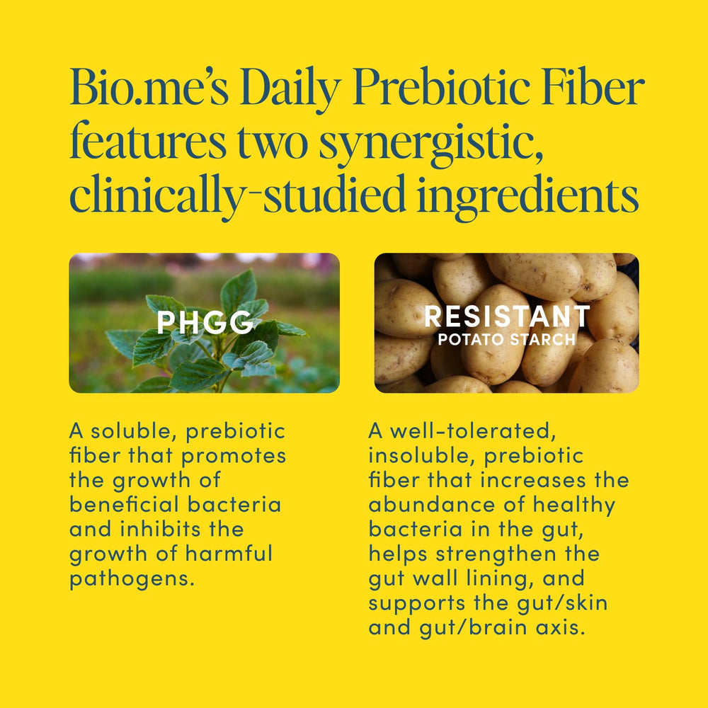 Bio.me nutrition label close-up notes vegan gluten-free dairy-free and glyphosate-free features