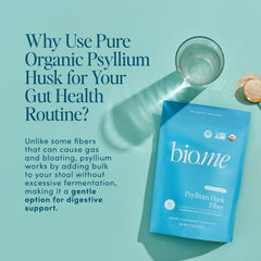 Bio.me Psyllium husk organic label indicates USDA organic quality.