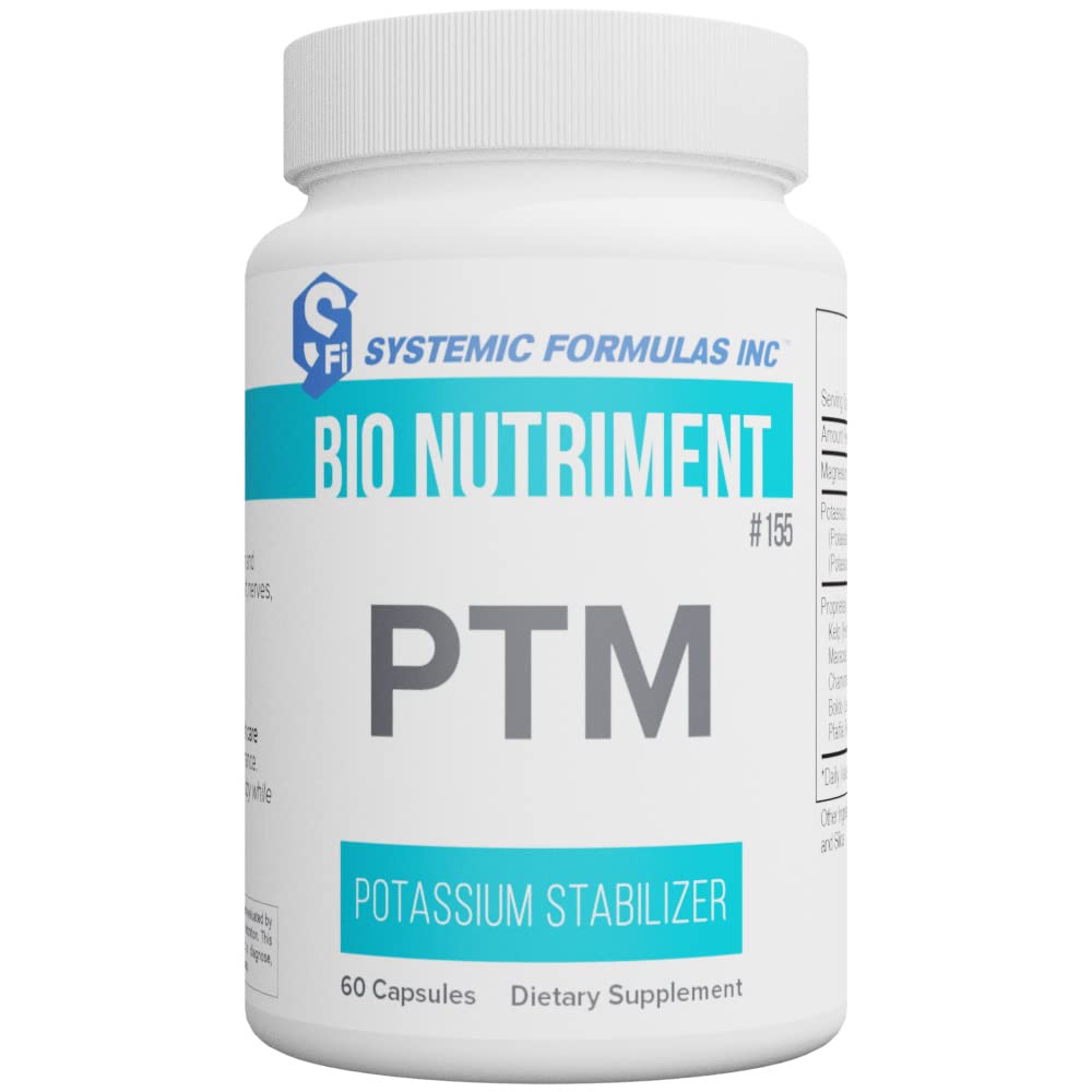 Bio Nutriment PTM Potassium Stabilizer bottle showing natural mineral blend for daily balance.