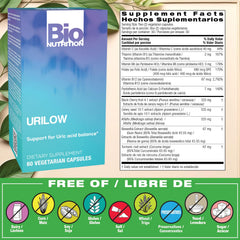 Bio Nutrition Urilow capsules close-up showing vegetarian capsules