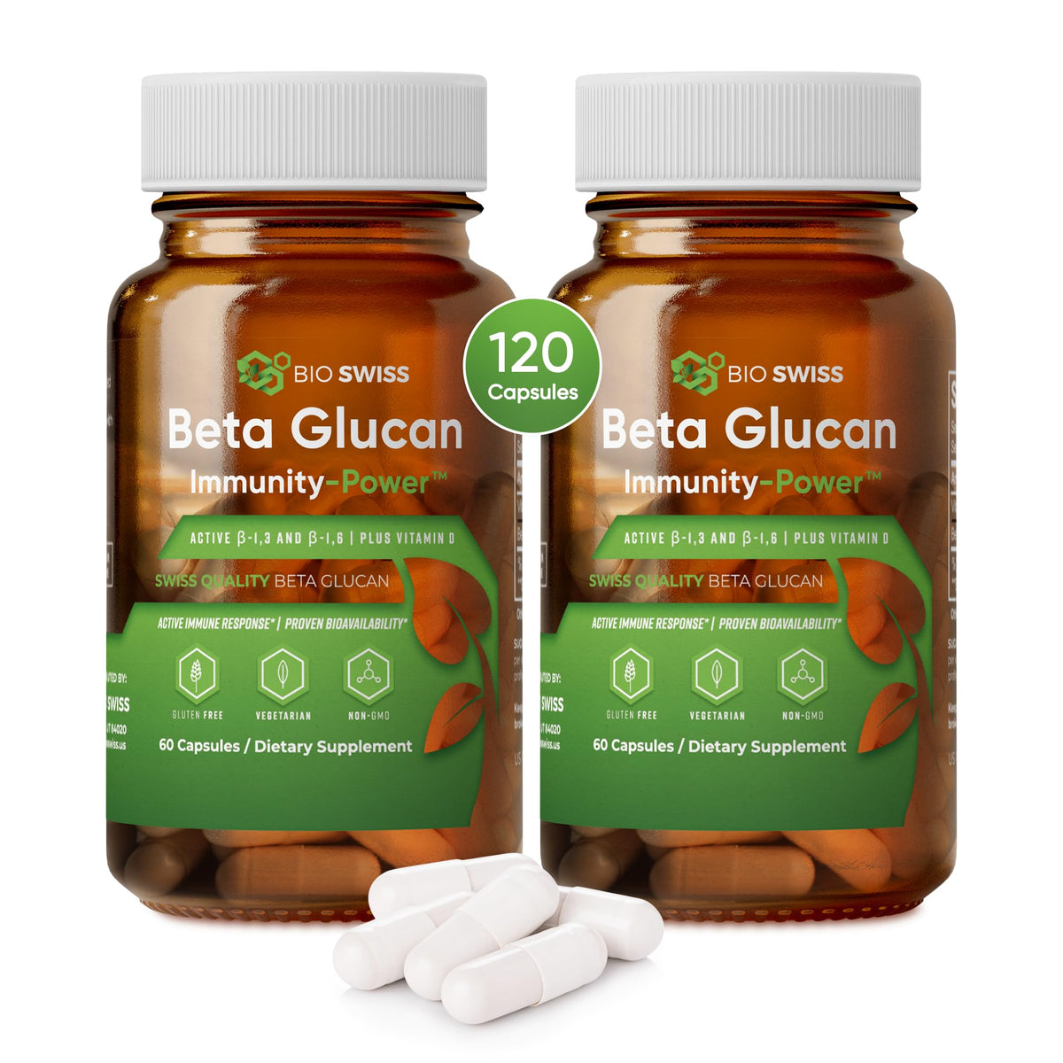 Bio Schwiiz Beta Glucan bottle showing vegan immune support packaging