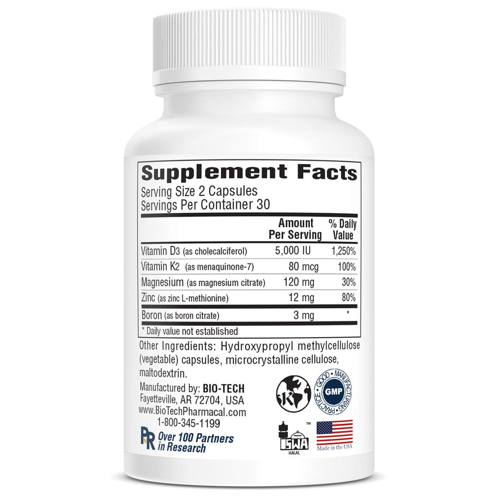 Bio-Tech Pharmacal D3Plus bottle shown for daily bone and immune support