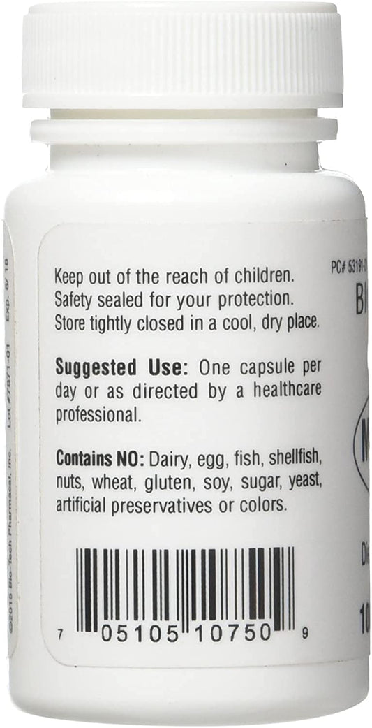 Bio-Tech Pharmacal Melatonin bottle front showing allergen-free formula.