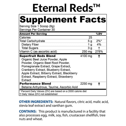 Eternal Reds berry flavor dissolving in water for refreshing energy