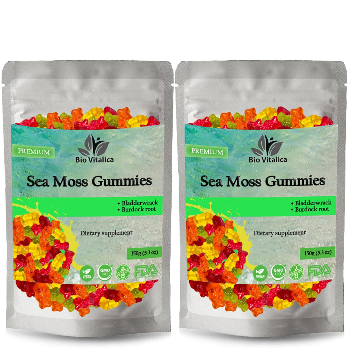 BIO VITALICA Sea Moss Gummies bottle shows colorful gummies for easy daily mineral intake.