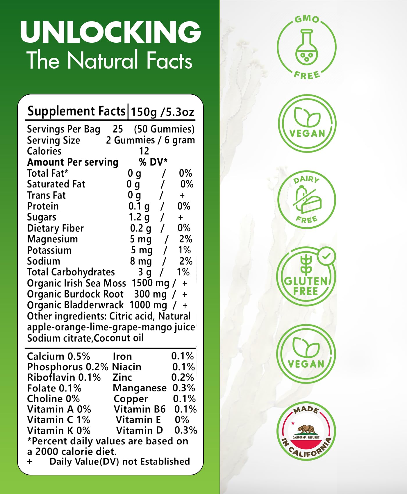BIO VITALICA Sea Moss Gummies close-up showing real fruit flavors and chewy texture.