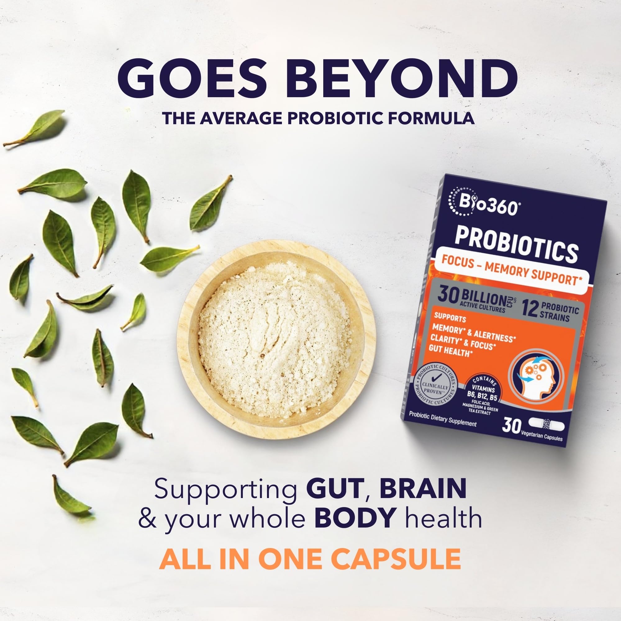 Bio360 Cognitive Support packaging suggests daily, convenient use.