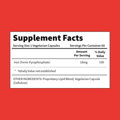 BioAvailable Liposomal Iron vegan gluten-free badge on bottle