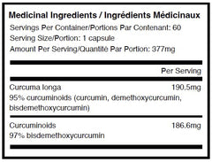 BIOBDMC Pro NovoCurcumin label detail showing 50% curcuminoids