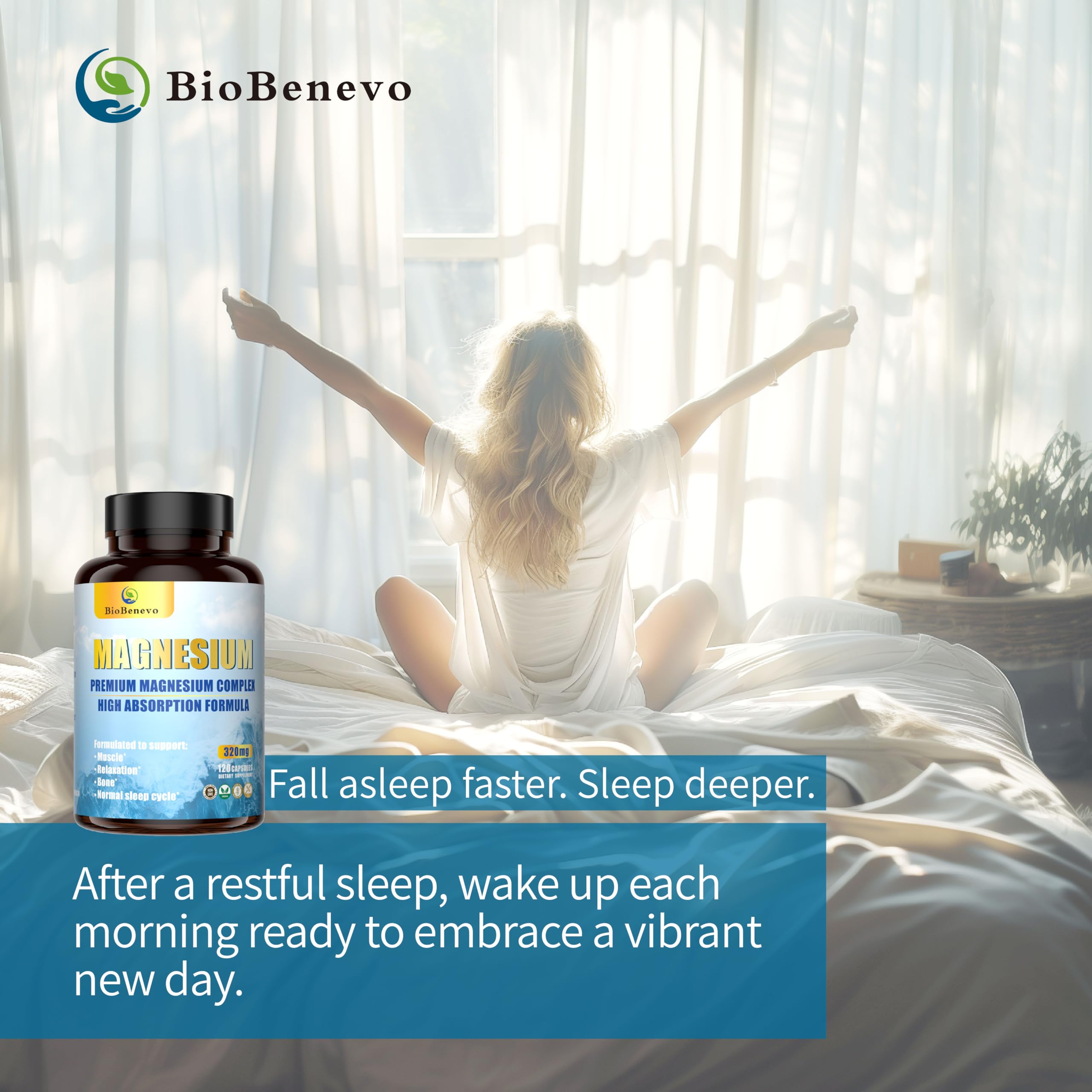 BioBenevo magnesium complex label close-up with vegan non-GMO promise