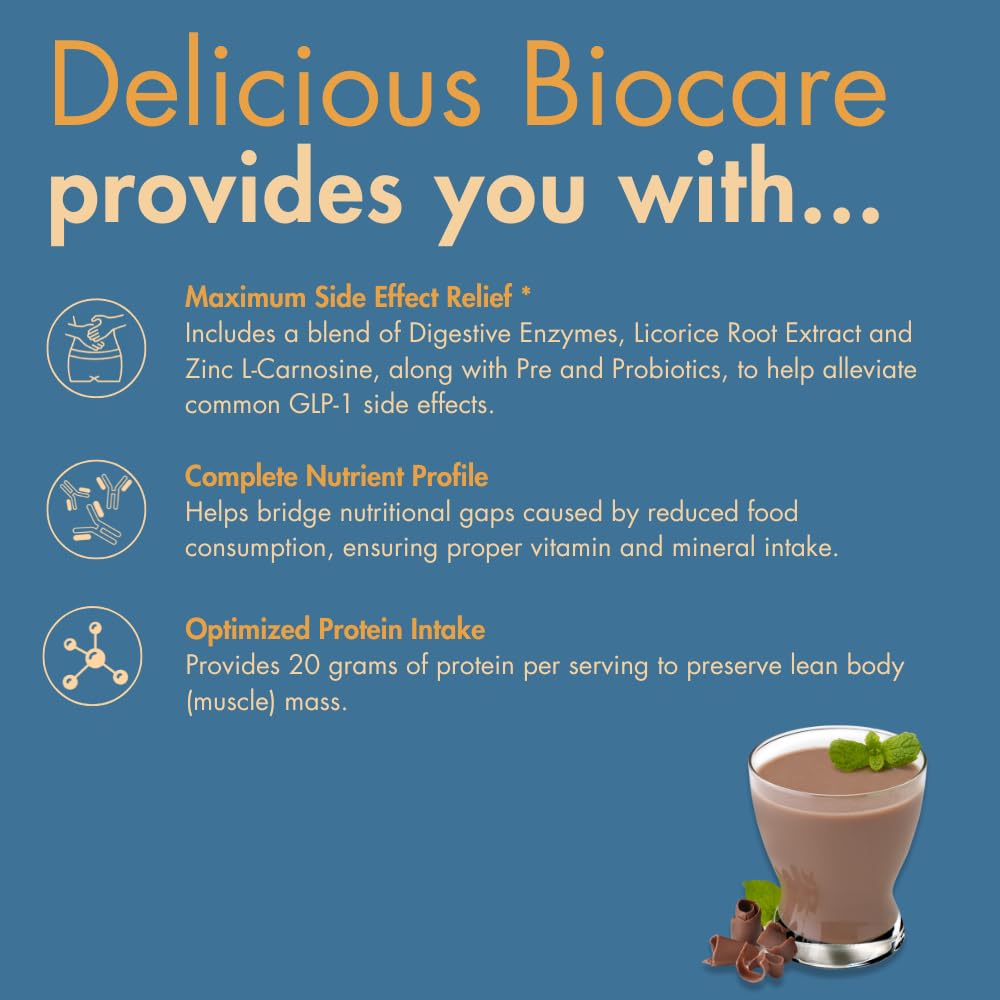 Biocare measuring scoop with powder ready to mix in water.