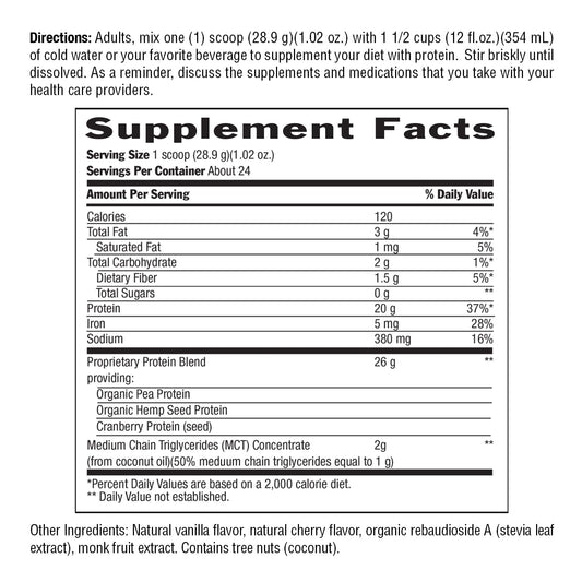 Biochem vegan protein powder scoop beside a blender for easy protein boosts.