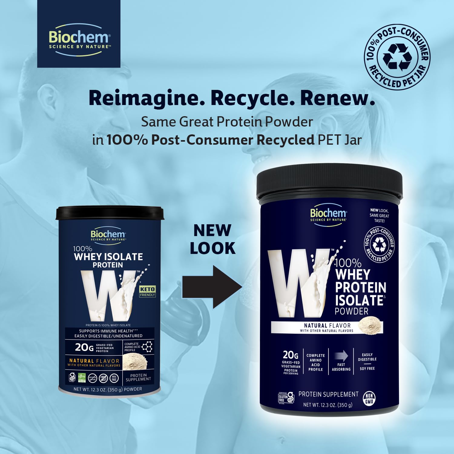 Biochem whey isolate natural flavor bottle ready for a quick protein boost