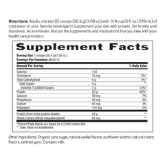 Biochem whey isolate vanilla label close-up with nutrition details