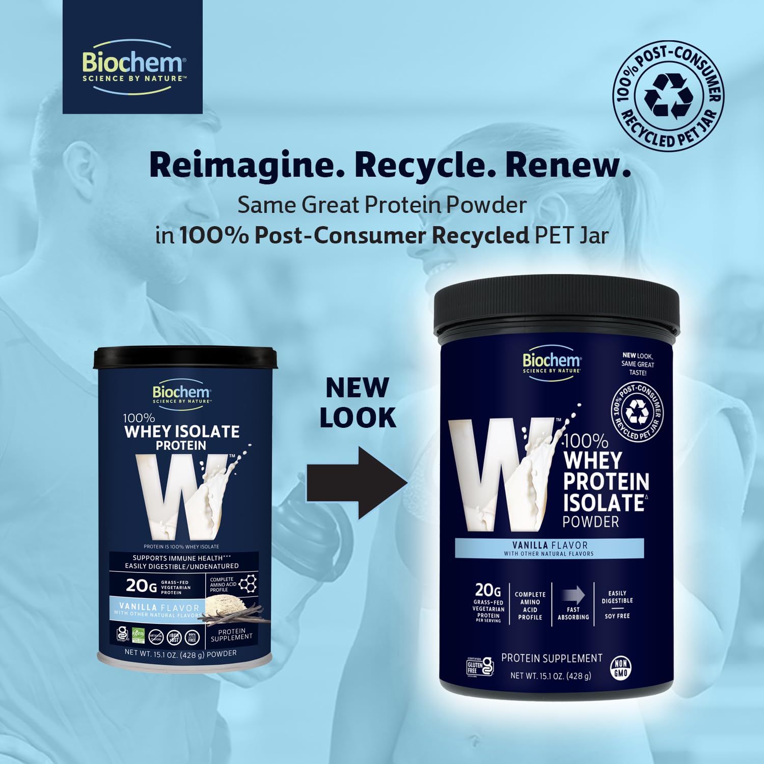 Biochem whey isolate vanilla shake glass demonstrating smooth mixability