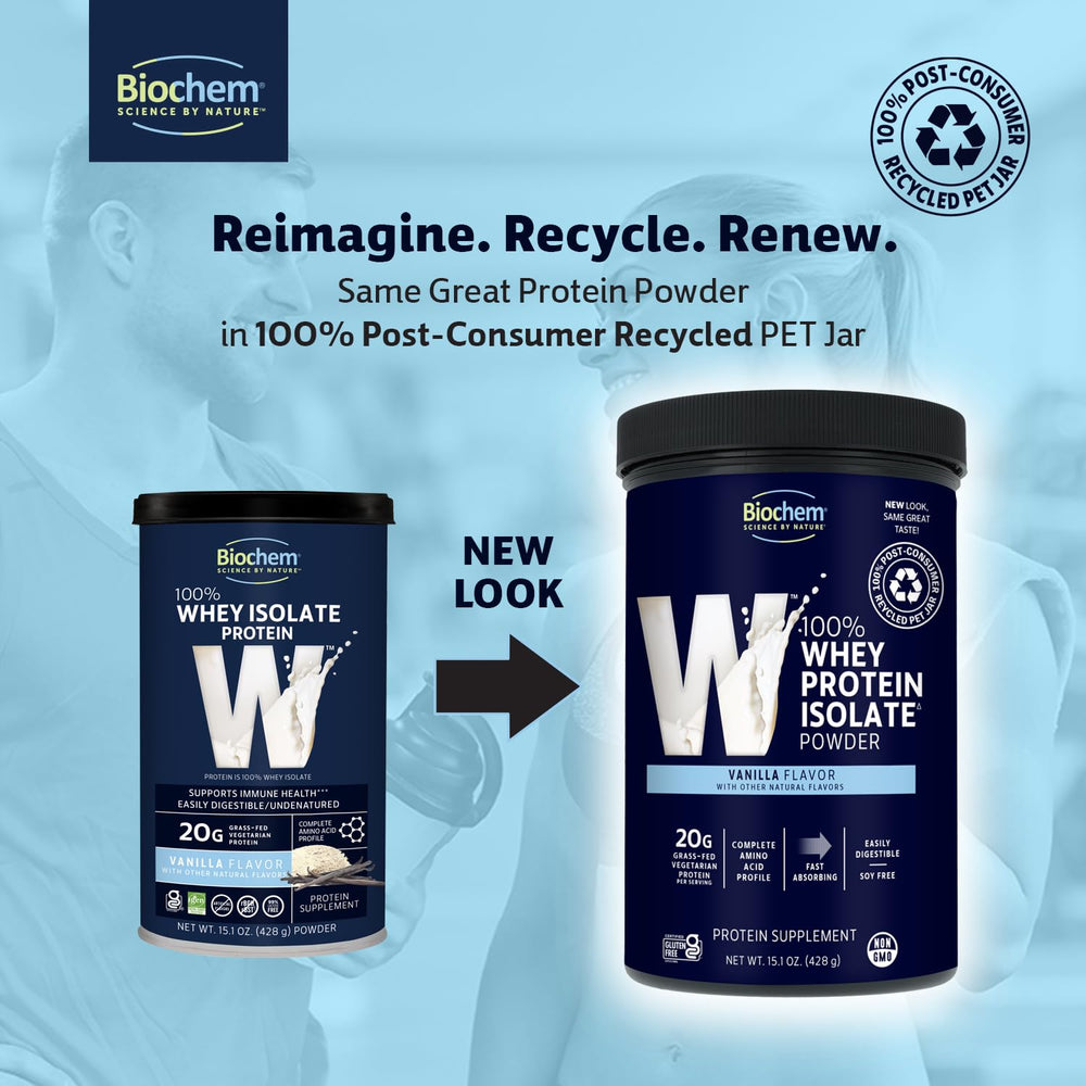 Biochem whey isolate vanilla shake glass demonstrating smooth mixability