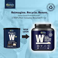 Biochem protein powder serving reminder for post-workout recovery.