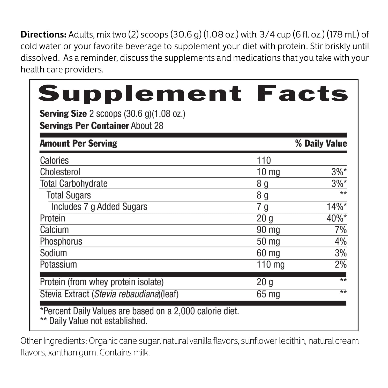 Biochem protein shake in glass shows 20 g per serving for active routines.