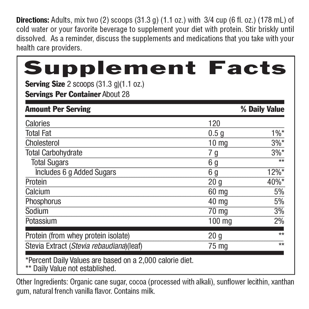 Biochem whey protein powder serving pour captured for quick shake prep