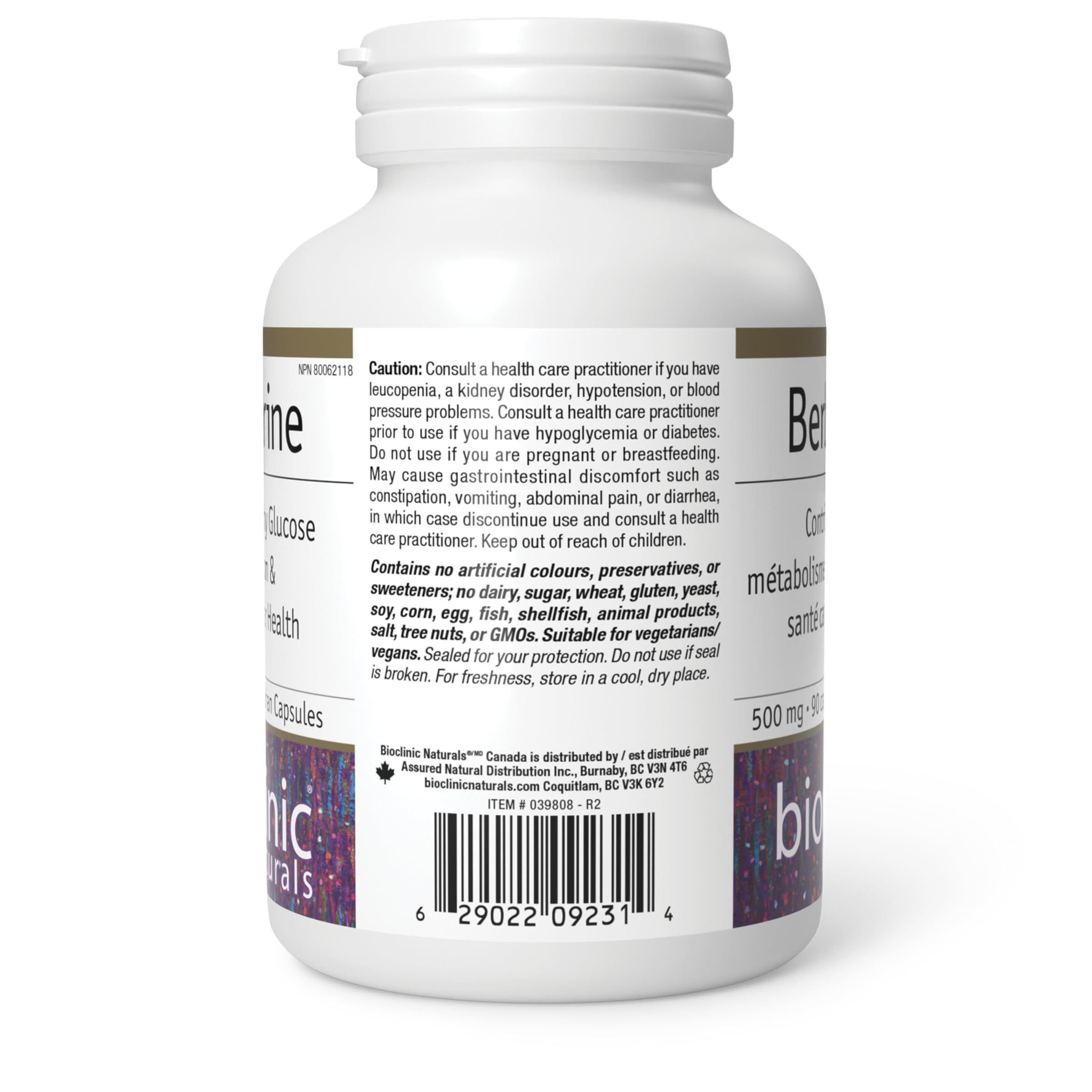 Bioclinic Naturals Berberine HCL capsules shown outside foil for freshness