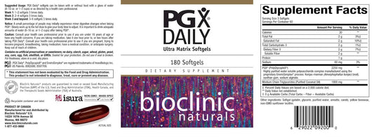 Bioclinic Naturals PGX Daily Ultra Matrix Softgels close-up of capsules for on-the-go use.