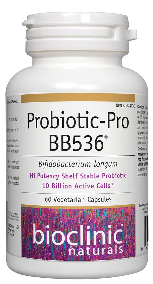 Bioclinic Naturals Probiotic Pro BB536 bottle front for daily gut support