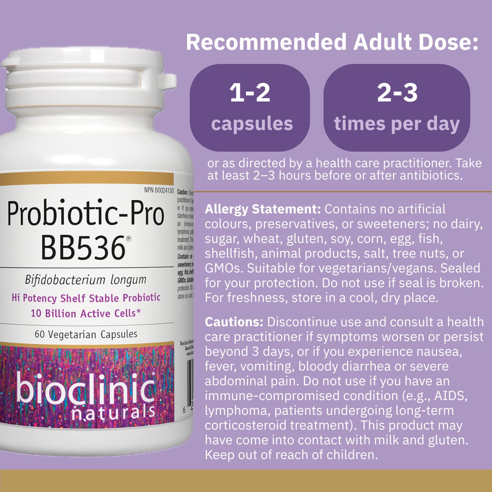 BB536 label closeup highlighting proprietary strain