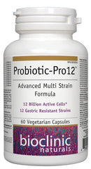 Bioclinic Naturals Probiotic Pro12 bottle with 60 VegiCaps for daily digestive support