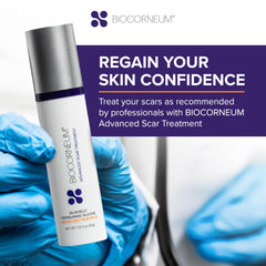 BIOCORNEUM SPF 30 label highlighting sun protection for scars.