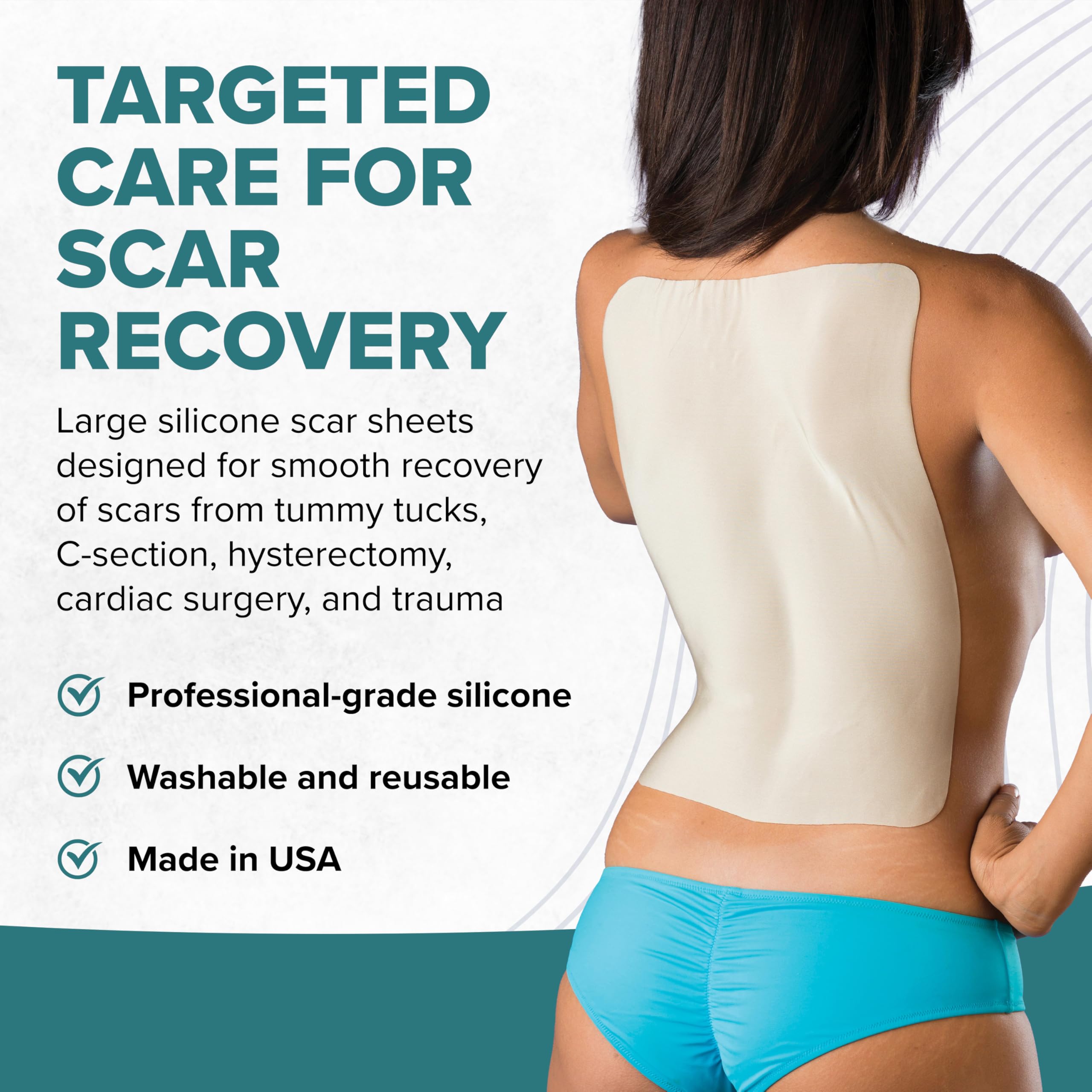 The EpiDerm large silicone sheet can be cut to fit scar shapes.