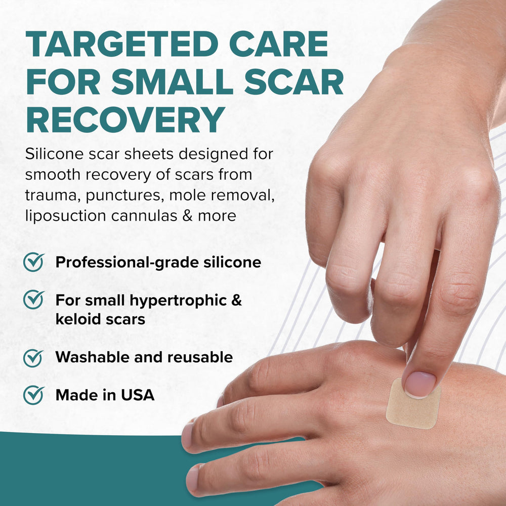 Epi-Tab Squares discreetly cover small scars on tricky areas.
