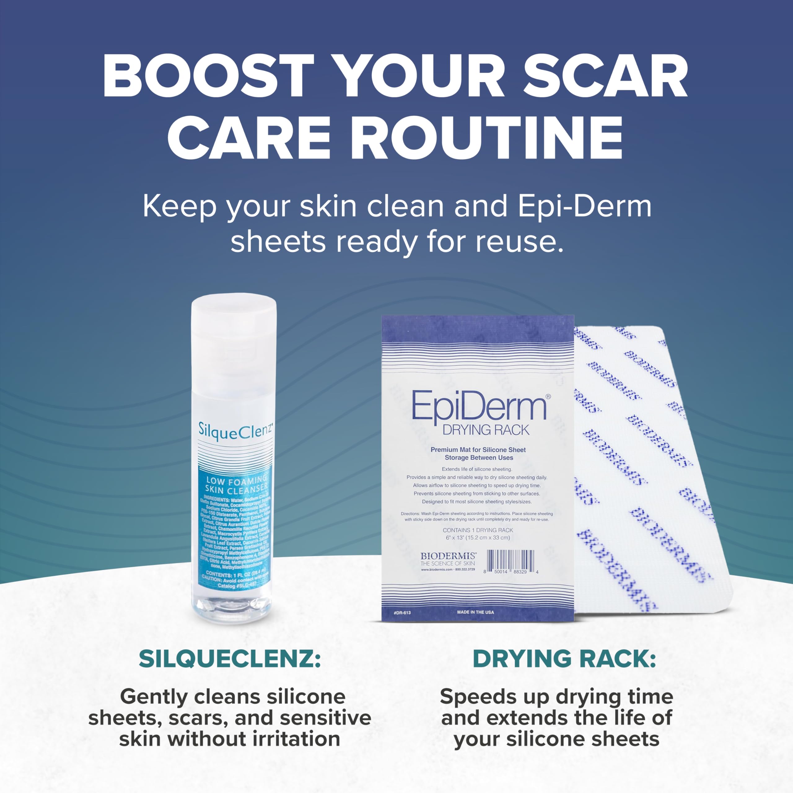 BIODERMIS EpiDerm breathable silicone maintains moisture for smoother texture