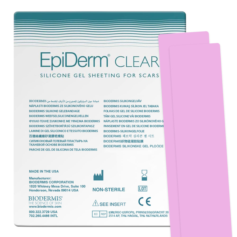 BIODERMIS Epiderm long strips over a tummy tuck scar for discreet coverage.