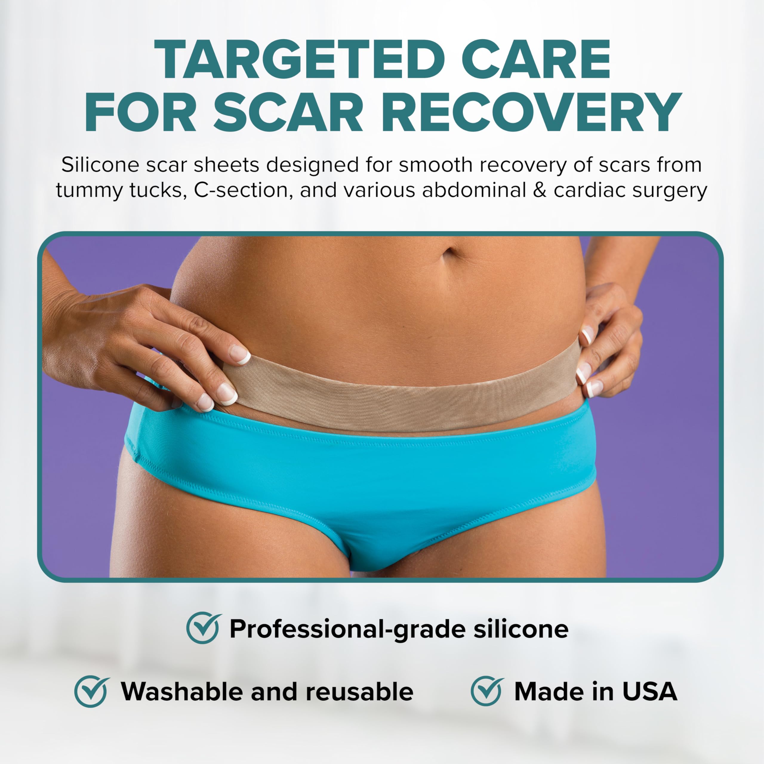 Biodermis EpiDerm Long Strips on C-section scar for flexible wear