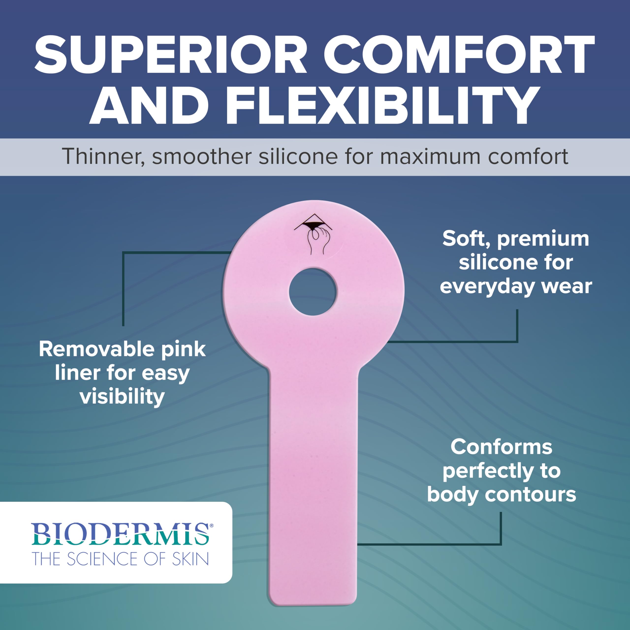 BIODERMIS EpiDerm pink liner on removable sheet for easy handling and visibility
