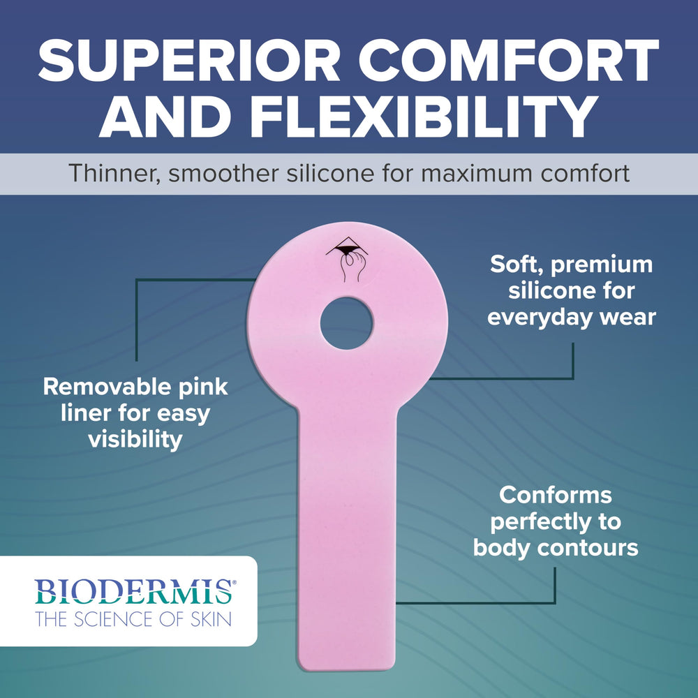 BIODERMIS EpiDerm pink liner on removable sheet for easy handling and visibility