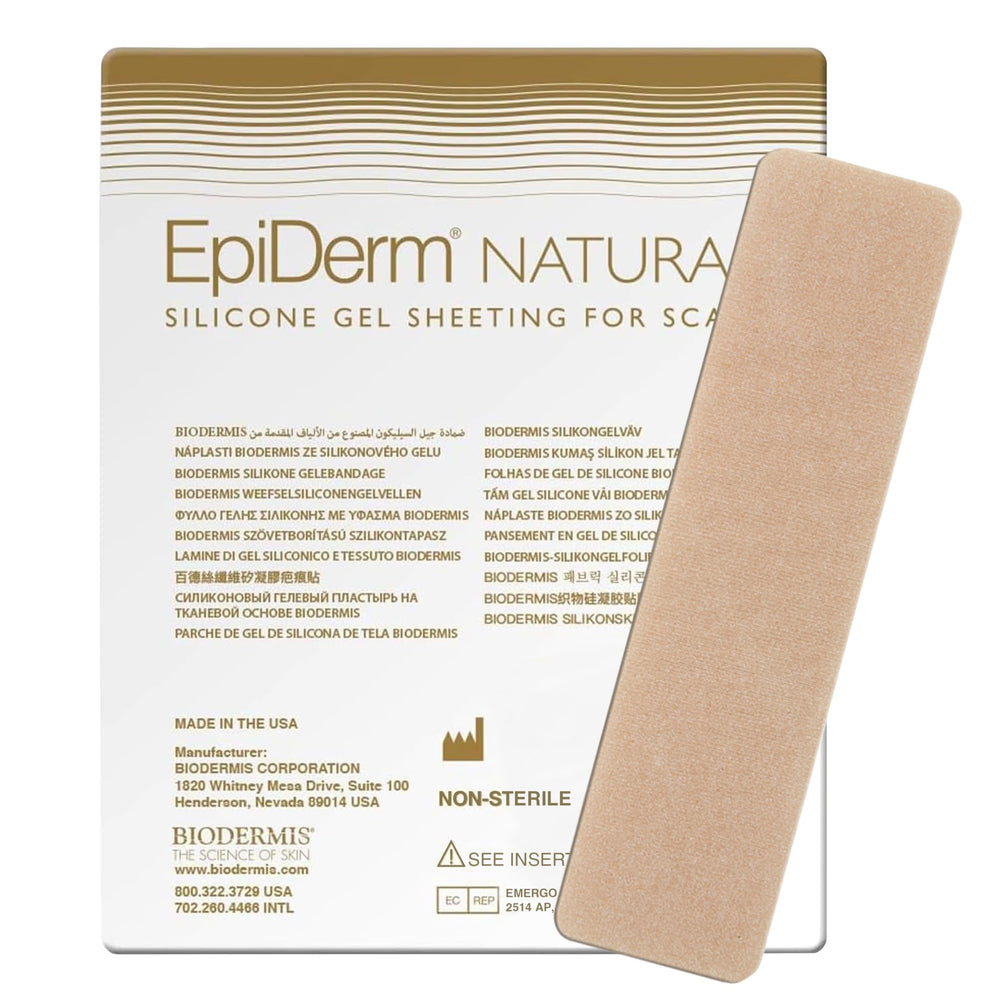 Biodermis Epiderm silicone scar sheet being positioned precisely for discreet wear