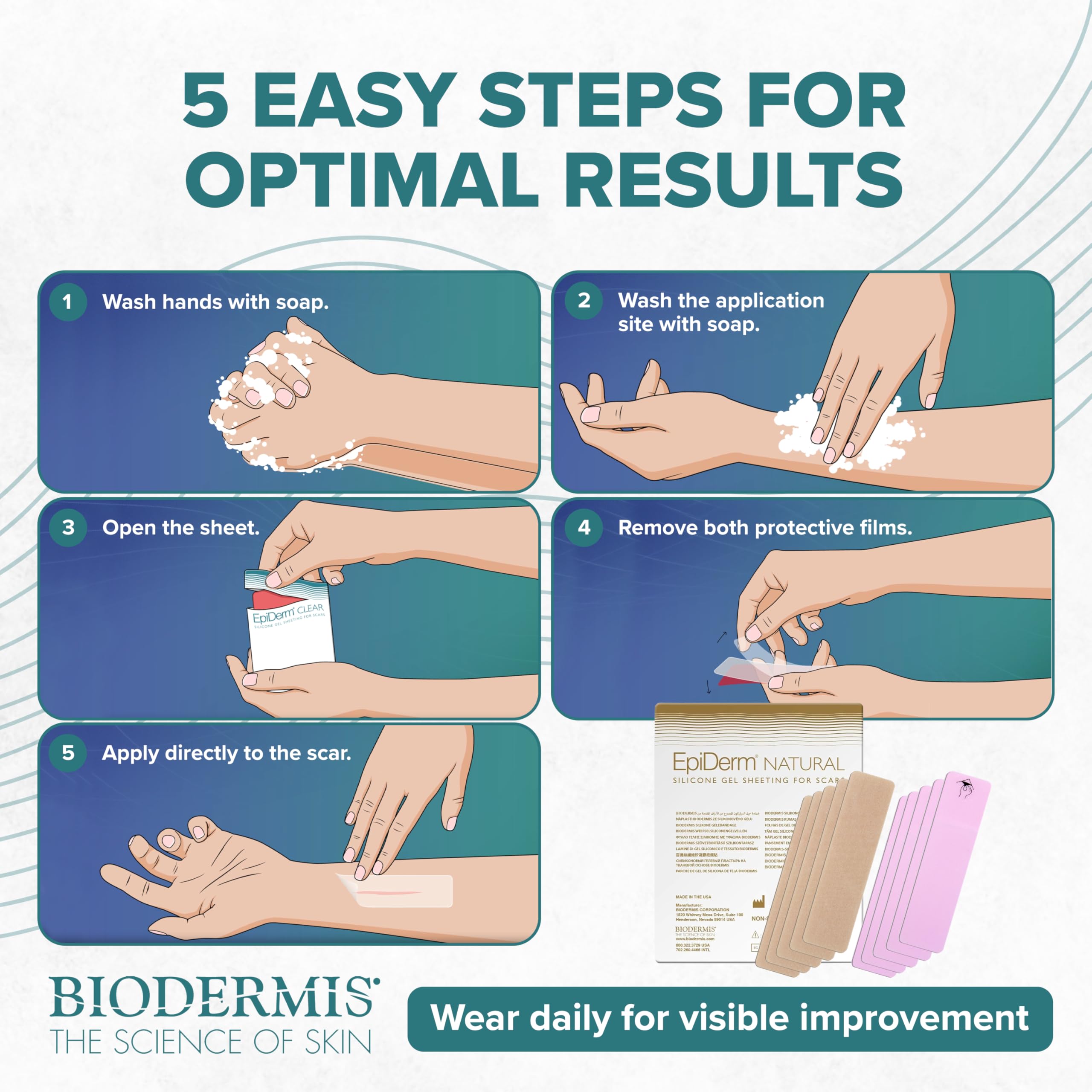 Natural finish helps Biodermis scar sheets blend with skin