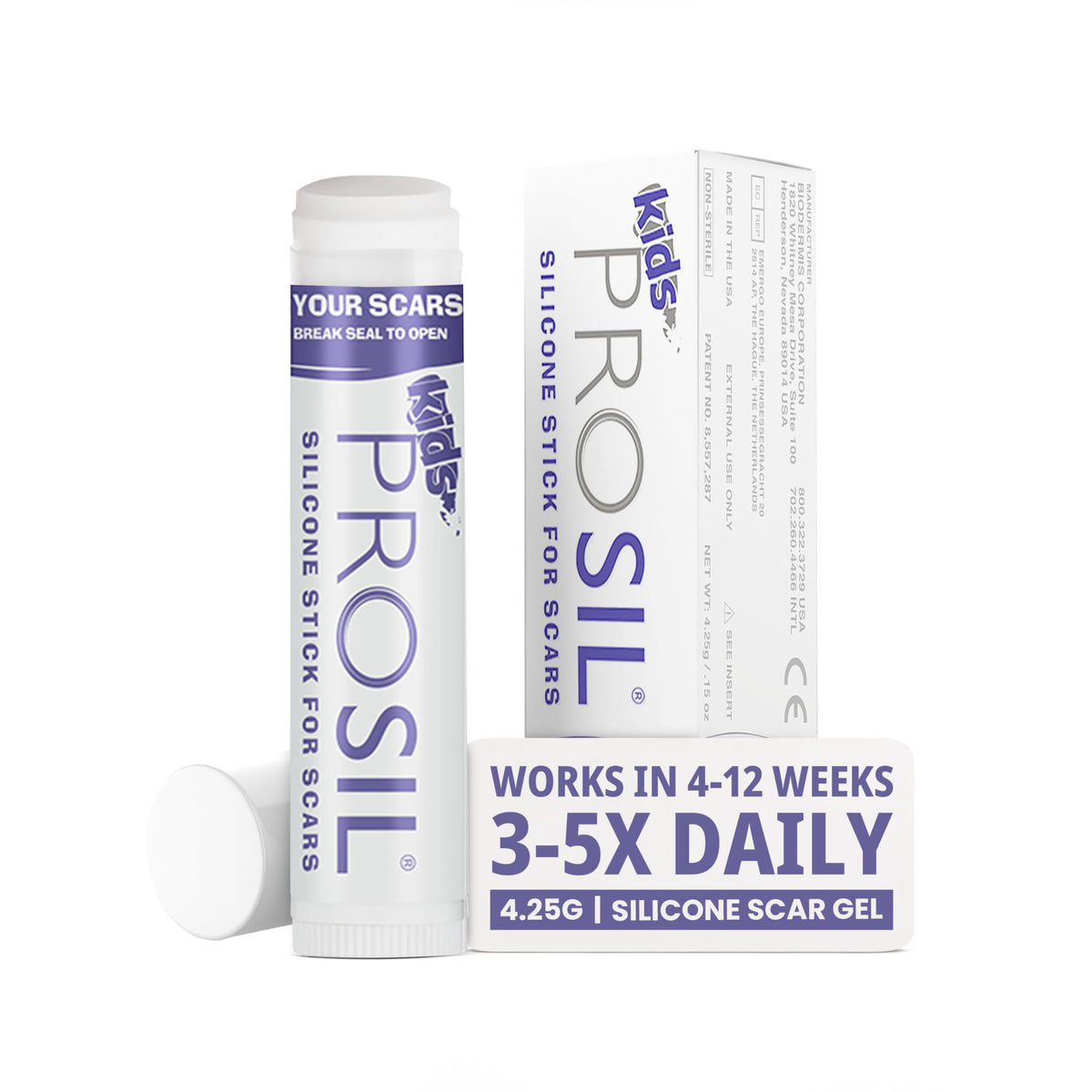 BIODERMIS Pro-Sil Kids stick-application for mess-free scar care on the go.