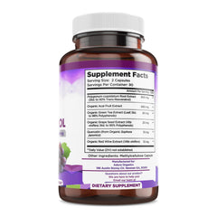 Biodora Resveratrol 1600mg capsules being poured for daily use.