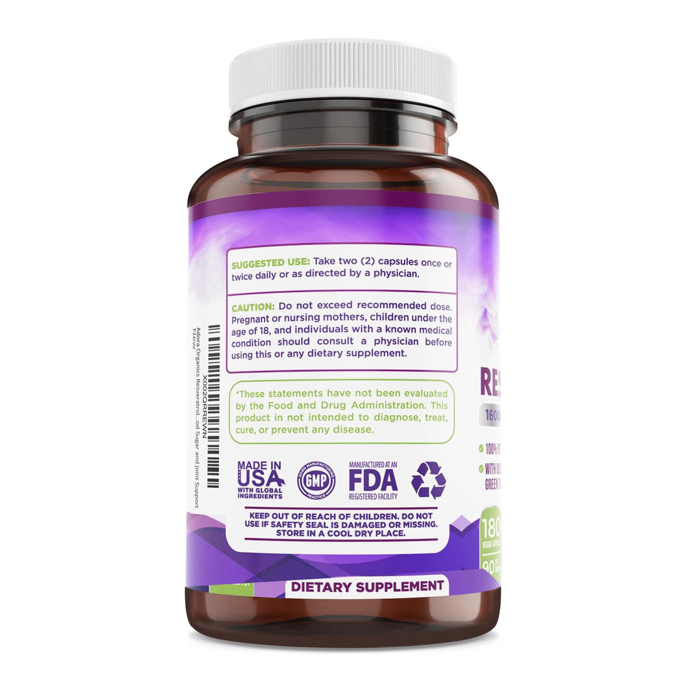 Biodora Resveratrol 1600mg package with capsules and vitamin C.