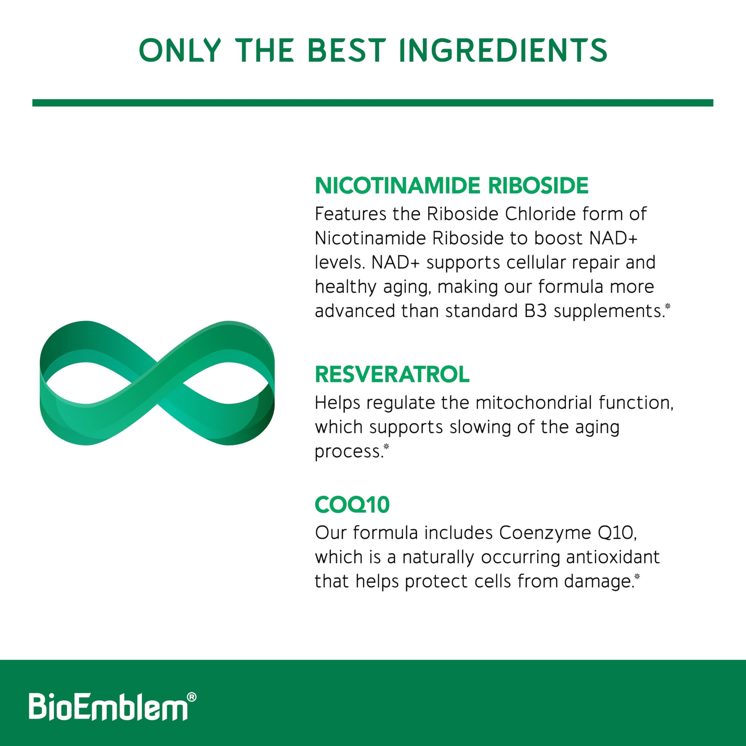 BioEmblem NAD+ bottle being poured into a glass for daily routine.