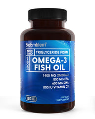 BioEmblem Omega-3 small softgels bottle for easy swallowing and daily support.