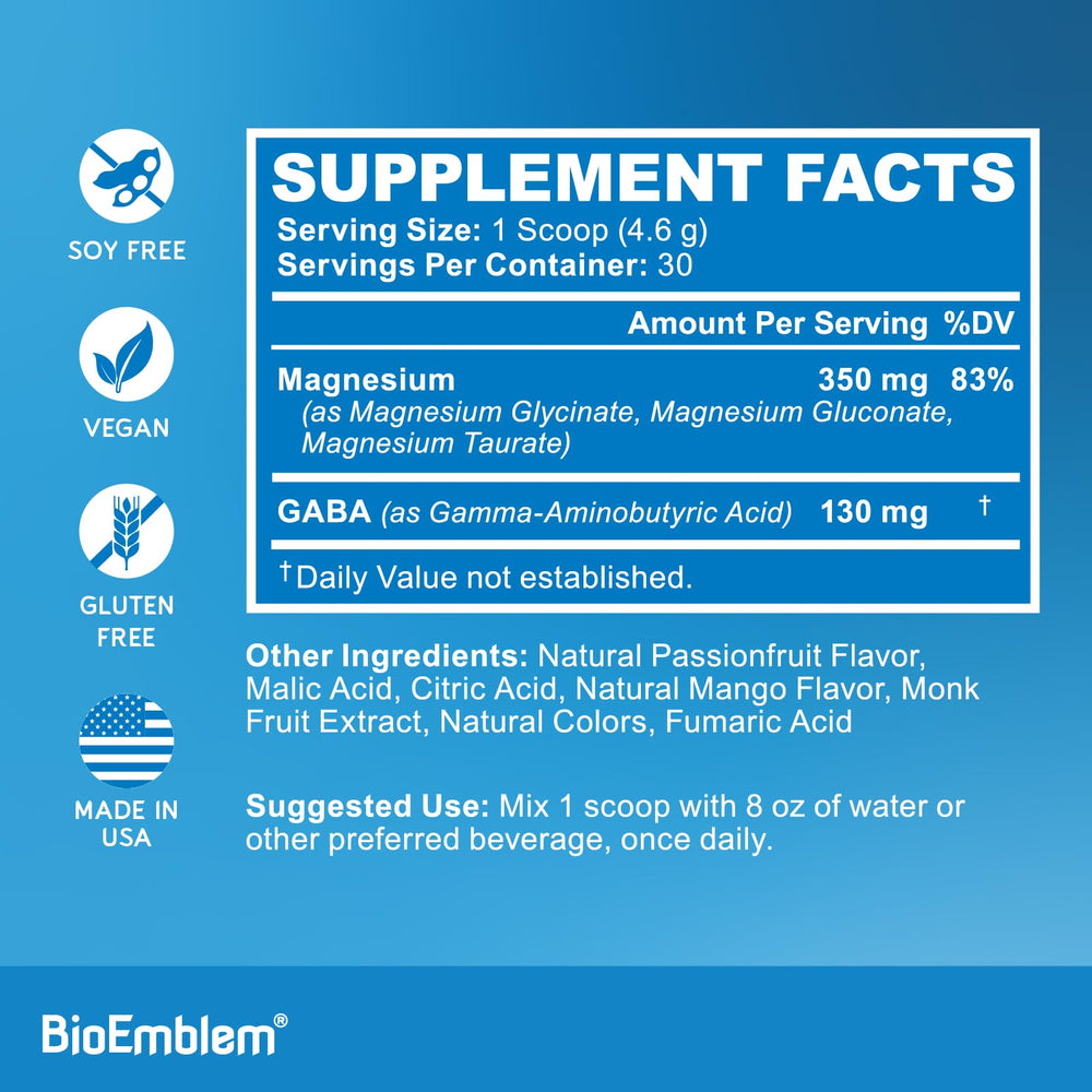 BioEmblem magnesium powder tub resting on kitchen counter
