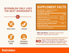 Label highlights organic turmeric and 95% curcuminoids.