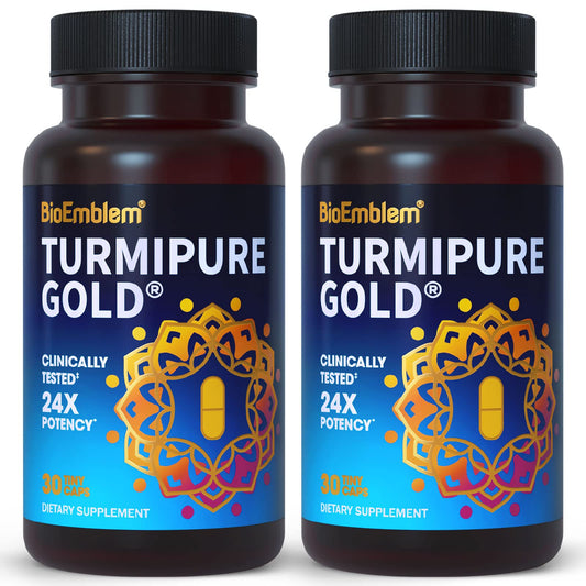 BioEmblem TurmiPure Gold bottle with capsules for daily joint support.