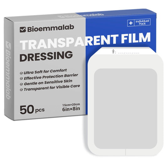 Bioemmalab large waterproof bandage with clear dressing for versatile wound care.