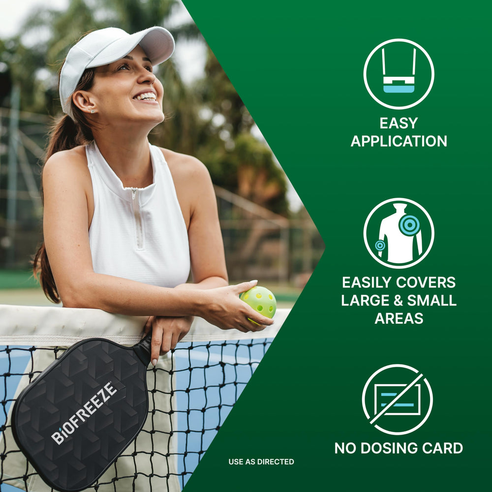 Biofreeze cooling effect visualizing menthol relief on skin.